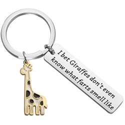 Zuo Bao Funny Giraffe Gifts Giraffe Jewelry Giraffe Lovers Gift I Bet Giraffes Don’t Even Know What Farts Smell Like Keychain Animal Keychain Gift for Best Friend