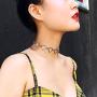 Konpicca 18K Real Gold Plated Chain Choker Necklace Hollow Tiny Butterfly Lucky Heart Link Necklace Minimalist Punk Clavicle Jewelry for Women