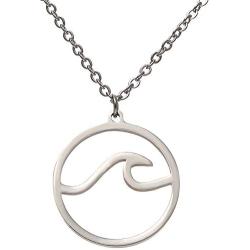 Stainless Steel Sea Ocean Wave Statement Collar Holiday Vacation Pendant Necklace