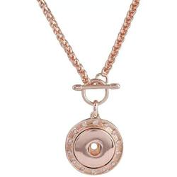 My Prime Gifts Snap Jewelry Rose Gold Toggle Rhinestone Halo Necklace 28'' Holds 18-20mm Snaps