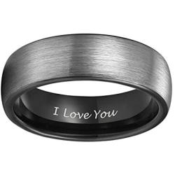 TRUMIUM 4mm 6mm 8mm Tungsten Rings for Men Women Engagement Wedding Band Brushed Black Comfort Fit Size 4-15