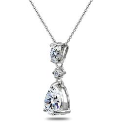 Sterling Silver Teardrop Dangling Drop Pendant Necklace Made with Swarovski Zirconia