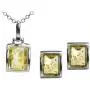 Sterling Silver Light Amber Rectangular Stud Earrings Necklace 18 Inches