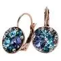 UPSERA Rose Gold Plated Crystals from Swarovski Multicolored Leverback Dangle Hoop Earrings UPSERA Rose Gold Plated Crystals from Swarovski Multicolored Leverback Dangle Hoop Earrings