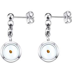Zuo Bao Mustard Seed Earrings Real Mustard Seed Round Pendant Earrings Religious Jewelry for Baptism Confirmation