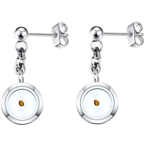 Zuo Bao Mustard Seed Earrings Real Mustard Seed Round Pendant Earrings Religious Jewelry for Baptism Confirmation Zuo Bao Mustard Seed Earrings Real Mustard Seed Round Pendant Earrings Religious Jewelry for Baptism Confirmation
