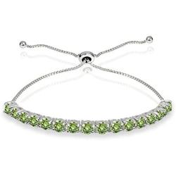 Sterling Silver 4mm Round-cut Bolo Adjustable Bracelet made with Swarovski Crystals