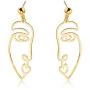 Art Abstract Side Face Silhouette Stud Earrings for Women Girl Minimalist Hollow Face Fun Drop Dangle Earrings Geometric Face Jewelry