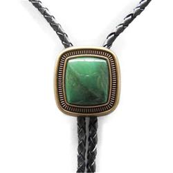 Bolo Tie for Men Turquoise Natural Stone Genuine Leather String Pendant Necklace Native Western Cowboy Bola Tie Jewelry