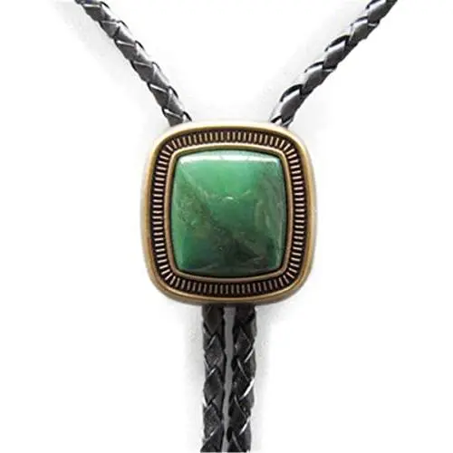 Bolo Tie for Men Turquoise Natural Stone Genuine Leather String Pendant Necklace Native Western Cowboy Bola Tie Jewelry Bolo Tie for Men Turquoise Natural Stone Genuine Leather String Pendant Necklace Native Western Cowboy Bola Tie Jewelry