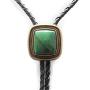 Bolo Tie for Men Turquoise Natural Stone Genuine Leather String Pendant Necklace Native Western Cowboy Bola Tie Jewelry