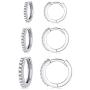 Silver Hoop Earrings for Women, 3 Pairs Small Sterling Silver Huggie Earrings | Tiny Cubic Zirconia Cartilage Cuff Earrings Hoop Piercing Jewellery for Girls Men Teens (8mm/10mm/12mm)