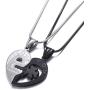 MOO&LEE Stainless Steel Couples Necklace Yin Yang Lock and Key Heart Pendant Chain for Lovers, BFF Necklace for 2