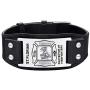 FaithHeart Mens Cuff Bracelet-Genuine Leather Wristband-Catholic Saint Michael/St Christopher/St Florian/Eye of Horus Adjustable Bracelets Can Engrave