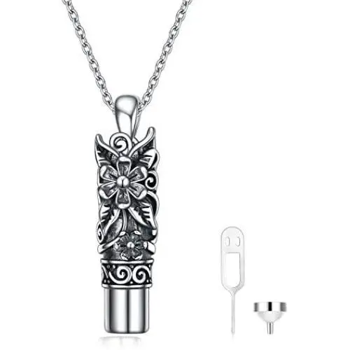 WINNICACA Cremation Jewelry Sterling Silver Hummingbird/Flower Cremation Urn Necklaces for Ashes Hummingbirds Pedant Jewelry Gifts for Women Teens Men