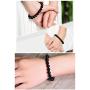 Natural Gemstone Semi Precious Round Beads Bracelet 8mm Handmade Stretch Bracelet Unisex Jewelry (AAA Black Agate)