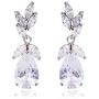 Teardrop CZ Bridal Earring Women’s Elegant Sterling Silver Cubic Zirconia Cluster Floral Leaf Crystal Rhinestone Wedding Dangle Drop Earring for Bride Bridesmaids Mother of Bride Party Prom