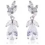 Teardrop CZ Bridal Earring Women’s Elegant Sterling Silver Cubic Zirconia Cluster Floral Leaf Crystal Rhinestone Wedding Dangle Drop Earring for Bride Bridesmaids Mother of Bride Party Prom