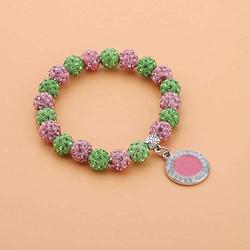 UJIMS Pink and Green Pearl Bracelet Sorority Paraphernalia Gift Graduation Earrings for Women Girls