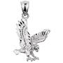 Animal Kingdom Textured Sterling Silver Landing Eagle Charm Pendant Necklace