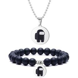 COLOYAN Among Us Color Necklace Bracelets Jewelry Set Among us Game Charm Beads Bracelets and Pendant Necklace for Strategy Casual Game Lovers