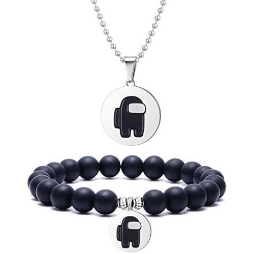 COLOYAN Among Us Color Necklace Bracelets Jewelry Set Among us Game Charm Beads Bracelets and Pendant Necklace for Strategy Casual Game Lovers