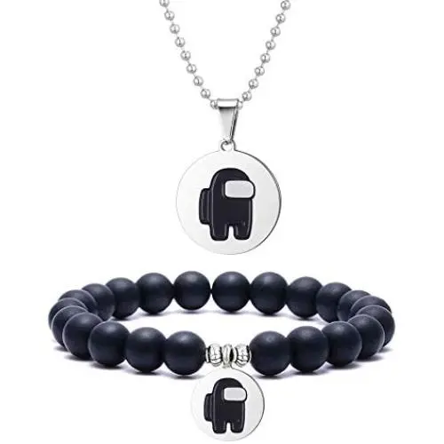COLOYAN Among Us Color Necklace Bracelets Jewelry Set Among us Game Charm Beads Bracelets and Pendant Necklace for Strategy Casual Game Lovers COLOYAN Among Us Color Necklace Bracelets Jewelry Set Among us Game Charm Beads Bracelets and Pendant Necklace for Strategy Casual Game Lovers