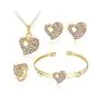 Cathercing Gold Necklace Earrings Bracelets Ring Set for Women Party Jewelry Heart Rhinestone Necklace Earrings Set Charm Elegant Accessories for Wedding Cosplay Ball Prom Gift