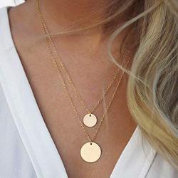 Yean Sequin Pendant Necklace Layered Coin Necklaces Gold Jewelry Chain for Women and Girls