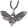 HAQUIL Skull Jewelry Alloy Skull Deaths-Head Hawkmoth Pendant Necklace with Leather Cord for Women and Girls, 19.8''