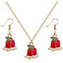 Dcfywl731 Christmas Vintage Deer Jewelry Set Snowflake Necklace Bell Necklace Christmas Necklace Earrings for Girl