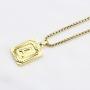 MEMGIFT 18K Real Yellow Gold Initial Letter Men Necklace Rectangle Capital Pendant Monogram A-Z Stainless Steel Box Chain 22inch Unique Trendy Fashion Handmade Fancy Personalized Women Jewelry