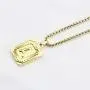 MEMGIFT 18K Real Yellow Gold Initial Letter Men Necklace Rectangle Capital Pendant Monogram A-Z Stainless Steel Box Chain 22inch Unique Trendy Fashion Handmade Fancy Personalized Women Jewelry