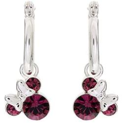 Disney Minnie Mouse Birthstone Jewelry for Women and Girls, Minnie Mouse Crystal Hoop Earrings