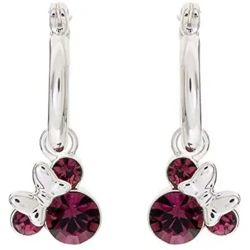 Disney Minnie Mouse Birthstone Jewelry for Women and Girls, Minnie Mouse Crystal Hoop Earrings