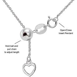 Sterling Silver Adjustable Rolo Bolo Chain Necklace Up to 20'' Inches