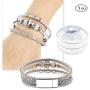 KWONG Dofash Rhinestone Leopard Grain Leather Blonde Magnetic Buckle Alloy Bangle Handmade Cuff Jewelry Wrap Bracelets with Exquisite Box for Lovers Women Girls
