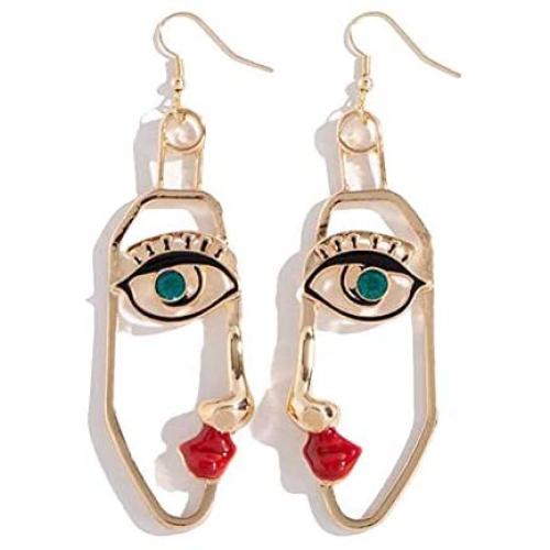 Modern retro funny funny red lips face exaggerated earrings long earrings female