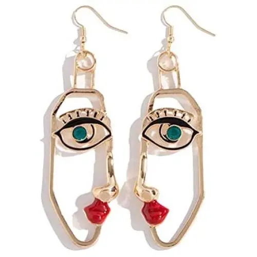Modern retro funny funny red lips face exaggerated earrings long earrings female