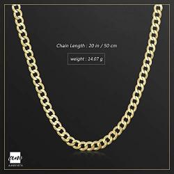 Amberta Dark Rhodium or 18K Gold Plated on 925 Sterling Silver Necklace for Men - Flat Curb Cuban Chain - 5 mm Thick - Different Styles