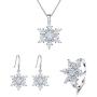 EVER FAITH Womens Jewelry 925 Sterling Silver Cubic Zirconia Elegant Winter Snowflake Party Necklace Earrings Ring Set