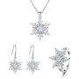 EVER FAITH Womens Jewelry 925 Sterling Silver Cubic Zirconia Elegant Winter Snowflake Party Necklace Earrings Ring Set