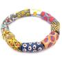 TheBeadChest African Traditional Bead Bracelet, Krobo Tribal Painted Powder Glass Authentic Stretch Bracelet Inspired by African Trade Beads