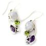 NOVICA Peridot Amethyst Rainbow Moonstone .925 Sterling Silver Dangle Earrings, Natural Glamour