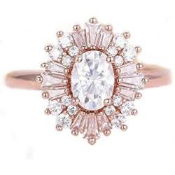 Women Rings Statement Cocktail Ring for Womens Vintage Style Starburst Sunburst Ring | Unique Design Rose Gold Plated Cubic Zirconia Fashion Jewelry