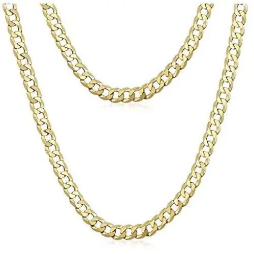 Amberta Dark Rhodium or 18K Gold Plated on 925 Sterling Silver Necklace for Men - Flat Curb Cuban Chain - 5 mm Thick - Different Styles Amberta Dark Rhodium or 18K Gold Plated on 925 Sterling Silver Necklace for Men - Flat Curb Cuban Chain - 5 mm Thick - Different Styles