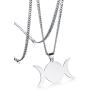 Stainless Steel Wiccan Triple Moon Goddess Symbol Pendant Necklace Jewelry for Men Women,24'' Chain