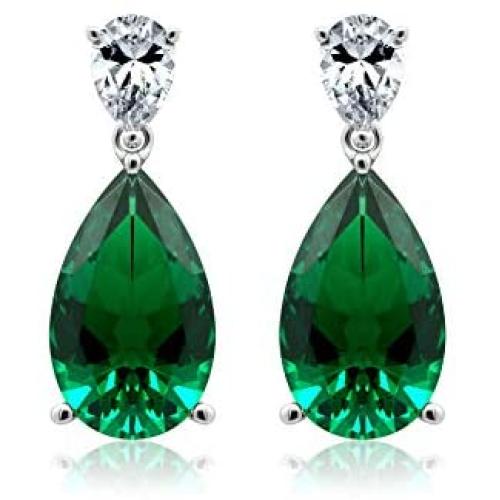 KIERA COUTURE Emerald Pear Drop Earring