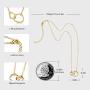 UILZ Pendant Necklace for Women - Tiny 14K Gold Plated Heart Circle Starfish Hollow Cube Pendant Chain Adjustable Necklace for Girls Women Jewelry Gifts