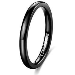 TIGRADE Black Titanium Ring 2mm 4mm 6mm 8mm Dome High Polished Wedding Band Size 4-15